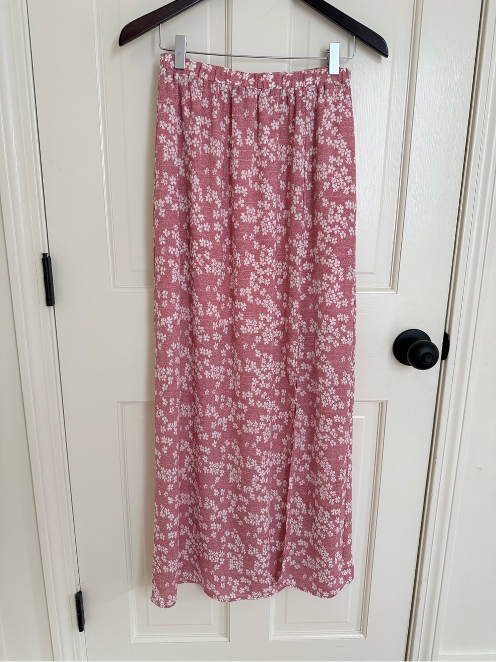 Heatherly Floral Pink Maxi Skirt with front slit
